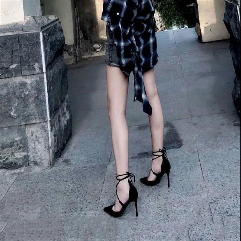 Spring fine heel temperament strap high heels women's new niche pointed head bag head fashion single shoes