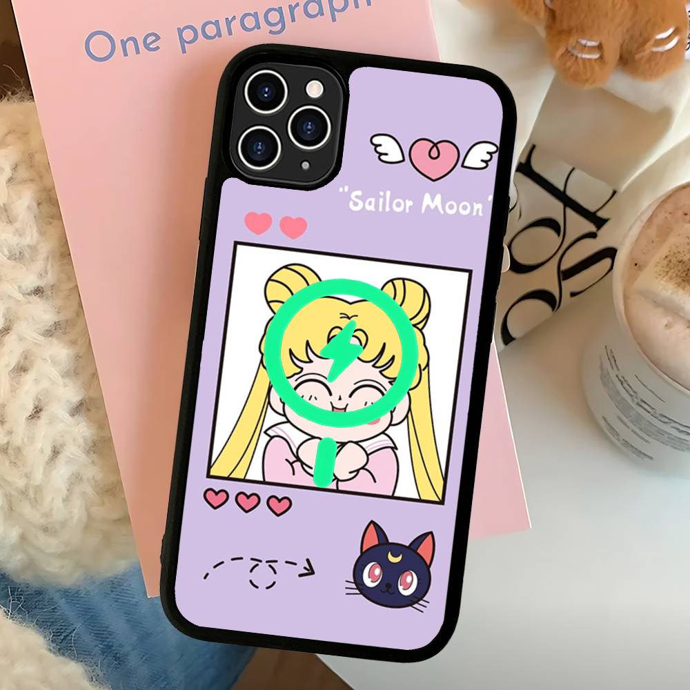 S-Sailors Anime Moon Magnetic Phone Case For IPhone 16 15 14 13 12 11 17 Pro Max Plus Wireless Charge Cover