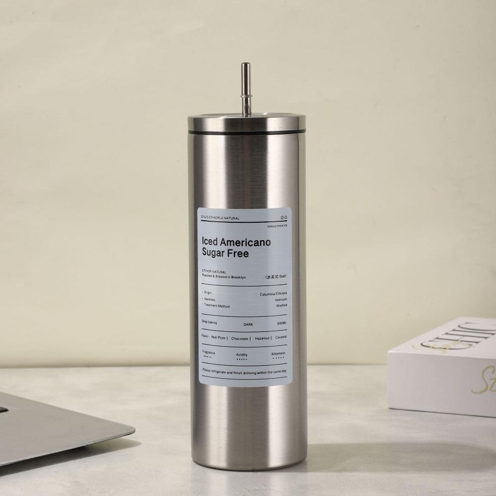 600ml/20oz Thermos Cup with Metal Straw and Leak-proof Lid 304 Liner Material BPA-free 500ml for Cold Coffee/cold Drinks