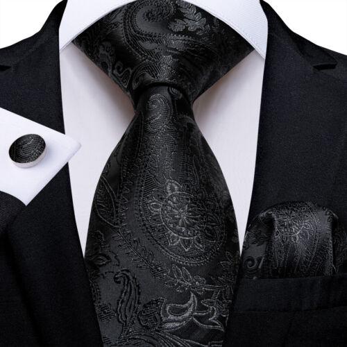 Dibangu Mens Silk Necktie Set Striped Paisley Solid Tie Pocket Square Cufflinks