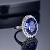 Simulated Deep Blue Tanzanite & Ruby Zircon Pavé Open Ring for Women - European & American Style