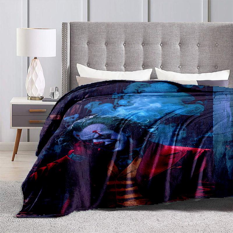 1pc Joker in Red Coat with Blue Smoke Cartoon Blanket,Portable Throw for Travel & Camping, All Season Cozy Blanket,Ideal Gift
