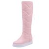 Women's Winter High Knee Boots 2025 Black White Pink Warm Fur Plush Snow Boot Flats Fashion Long Rain Shoes Girls Waterproof