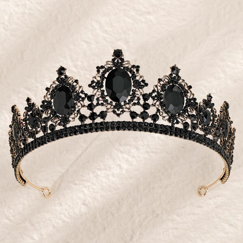 Halloween Jewelry Rhinestone Alloy Crown Holiday Party Dance Dress Headdress High-end Black Crown