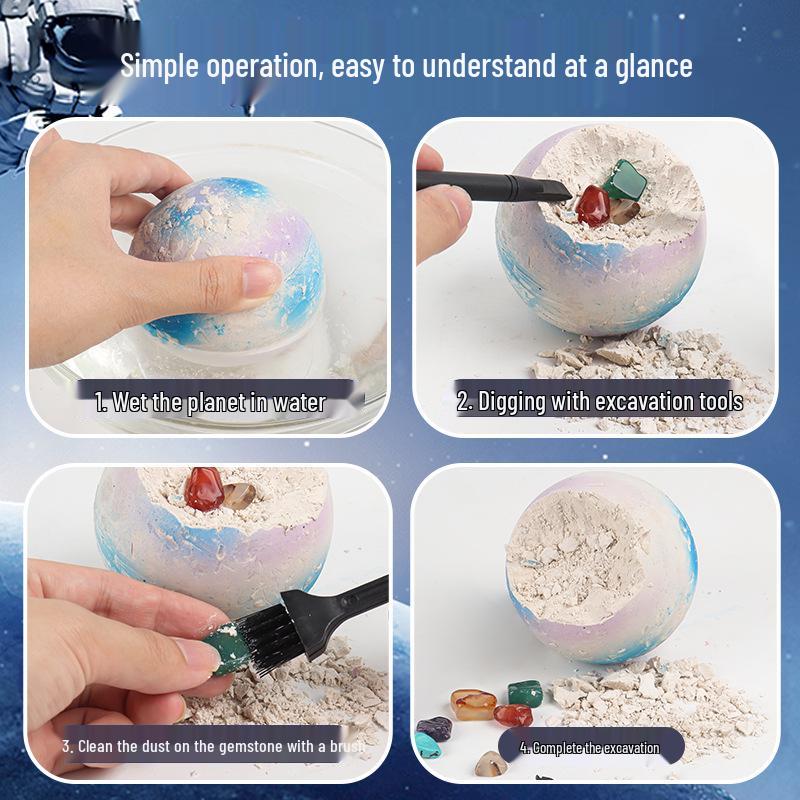 Handmade Archaeological Dig Eight-Planet Gemstone Bracelet Educational Toy