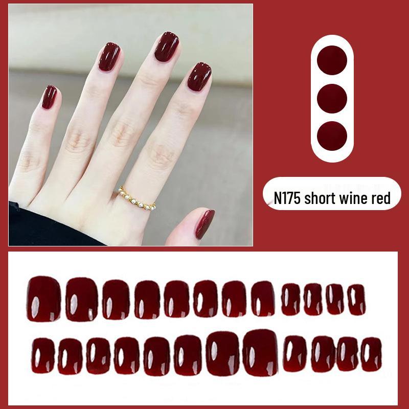 

Винно-красные короткие накладные ногти легкого нанесения