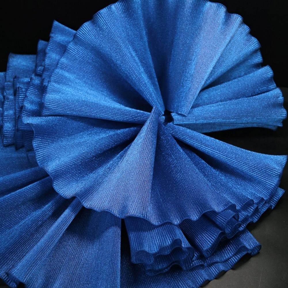 

DIY Stiff Wave Fabric Metallic Design Fabric 2025 Beaded Lace Ruffles Performance Clothing темно-синього кольору