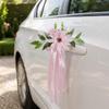 Wedding Car Flower Decoration Romantic Design Wedding Car Decoration Door Handle Flower Reusable Satin Ribbon Bows for Ceremony