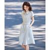 French Style Lapel Belted A-Line Dress