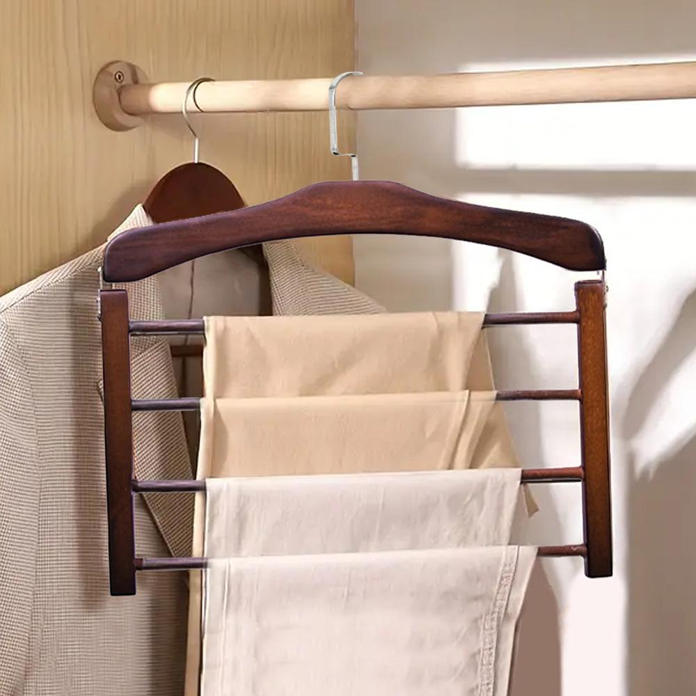 Solid Wood Clothes Drying Rack Wardrobe Storage Multi-function Solid Wood Trouser Towel Rack Home Apartment Clothes Rack