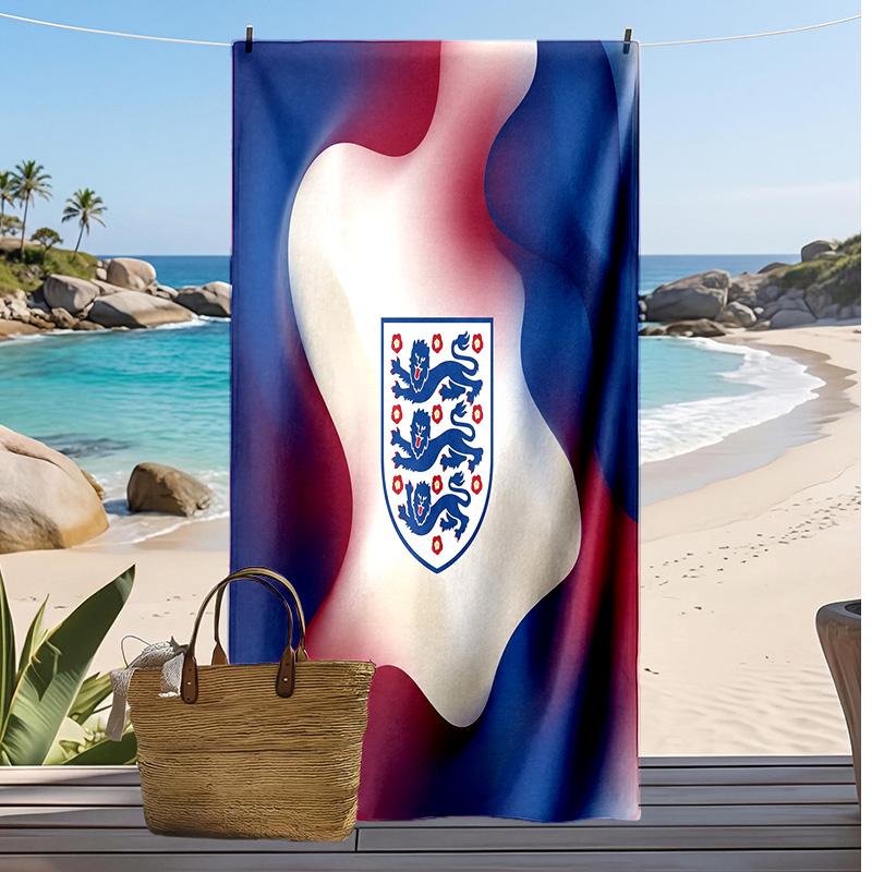 England Football Print Beach Towel Quick Dry Super Absorbent Soft Bath Towel for Swimming Beach Travel Fan Souvenir Gift
