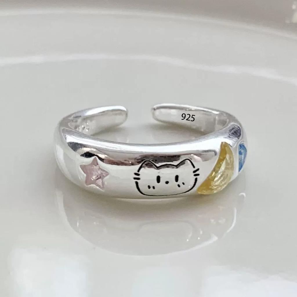925 Sterling Silver Flower Lace Ring Korean Fashion Opening Inlaid CZ Adjustable Rings Valentine's Day Gift