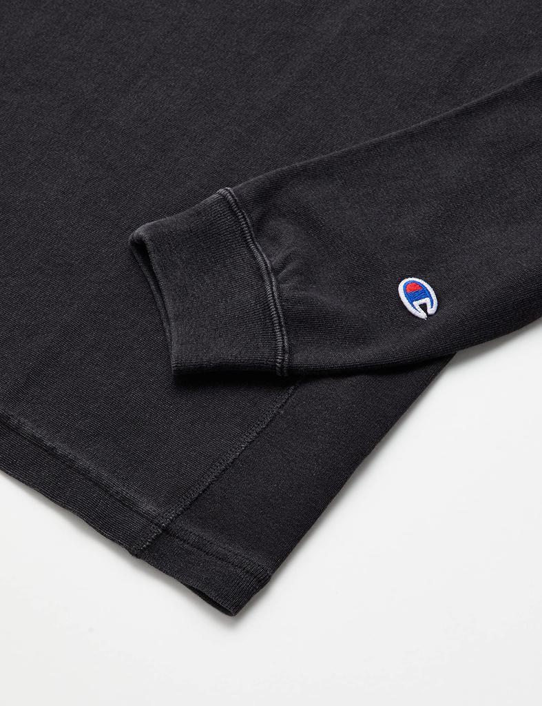 Champion Long Sleeve Black Sulfide Reverse Script Logo Size Men's T-Shirt, 9.4oz, 100% Cotton, Yarn, Weave® Embroidery, Off-Black, M, C3-Q417