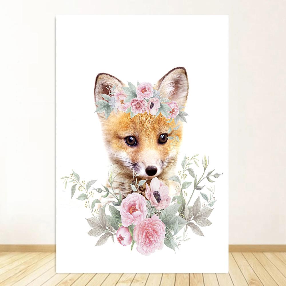 Baby Room Animal Wall Art Canvas Painting Cute Elephant Lion Giraffe Decor Poster Child Bedroom Personalised Kids Picture Decor