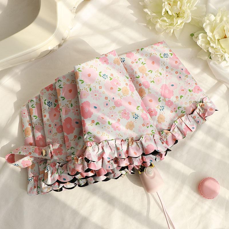 Portable  Fre Sle Five Umbrella Lace   Sunscreen Umbrella for Sunny And Rainy Days UV Protection Sunade