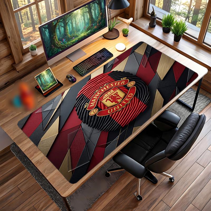 Tappetino Mouse Grande Stampato Manchester United, Tappetino da Scrivania Morbido in Gomma Antiscivolo per Gaming, Decorazione per Ufficio, Laptop, Computer