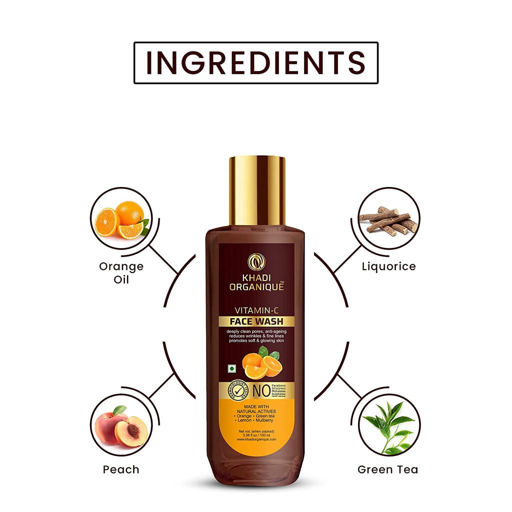 Khadi Organique Jabón facial con vitamina C para combatir el envejecimiento, las arrugas y las líneas finas - 100 ml