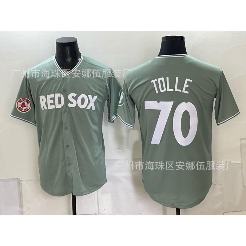 Maglietta da Baseball Unisex Ricamata Boston Red Sox Abbigliamento Sportivo Miscela di Cotone Traspirante Abbigliamento per tifosi
