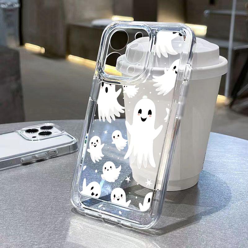 Halloween Pattern Transparent Phone Case For Samsung Galaxy A16 5G A55 A35 A15 A56 S24 Ultra S23 FE S22 S21 S25 Plus Soft Cover