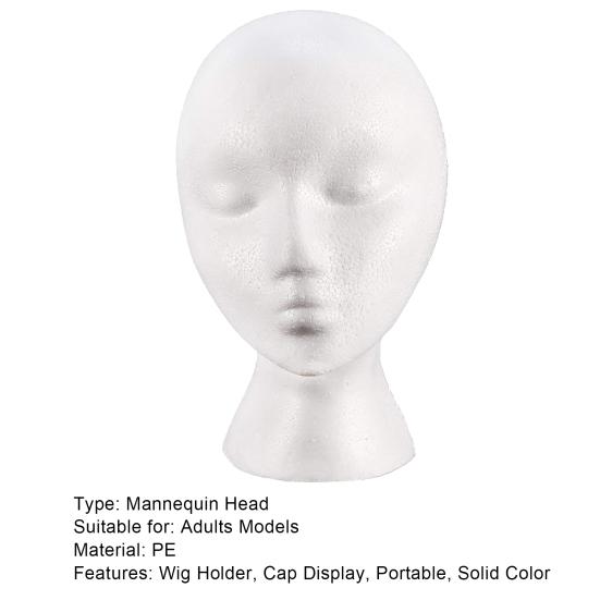 Foam Mannequin Head Reusable Head Model Mannequin Head Wig Holder Cap Display Stand