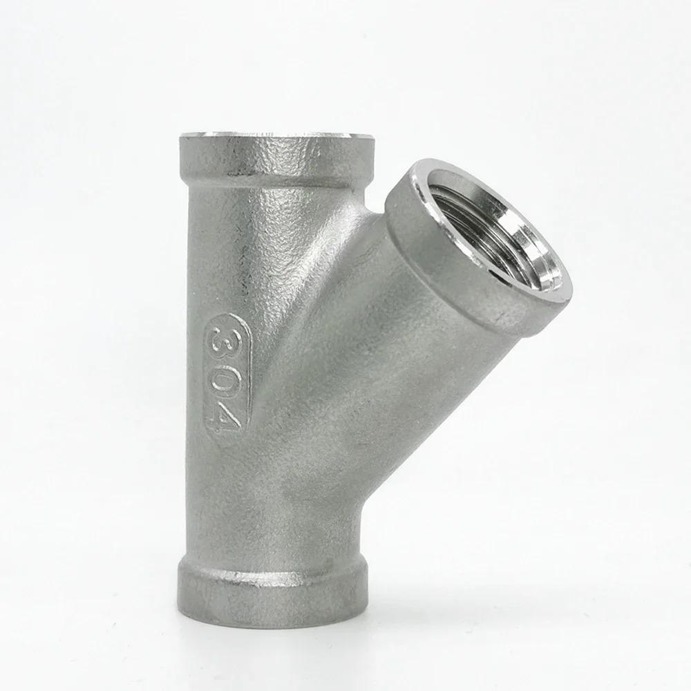 1/4" 3/8" 1/2" 3/4" 1" 1-1/4" 1-1/2" 2" BSP Female Y Shape 3 Ways Connector Coupler Splitter 304 Stainless Steel Pipe Fitting