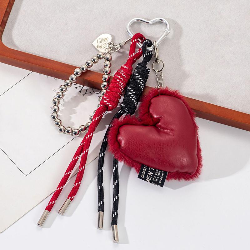 Plush Heart Shape Mini Backpack Hanging Handbag Pendant Bag Pendant Bags Accessories KTB