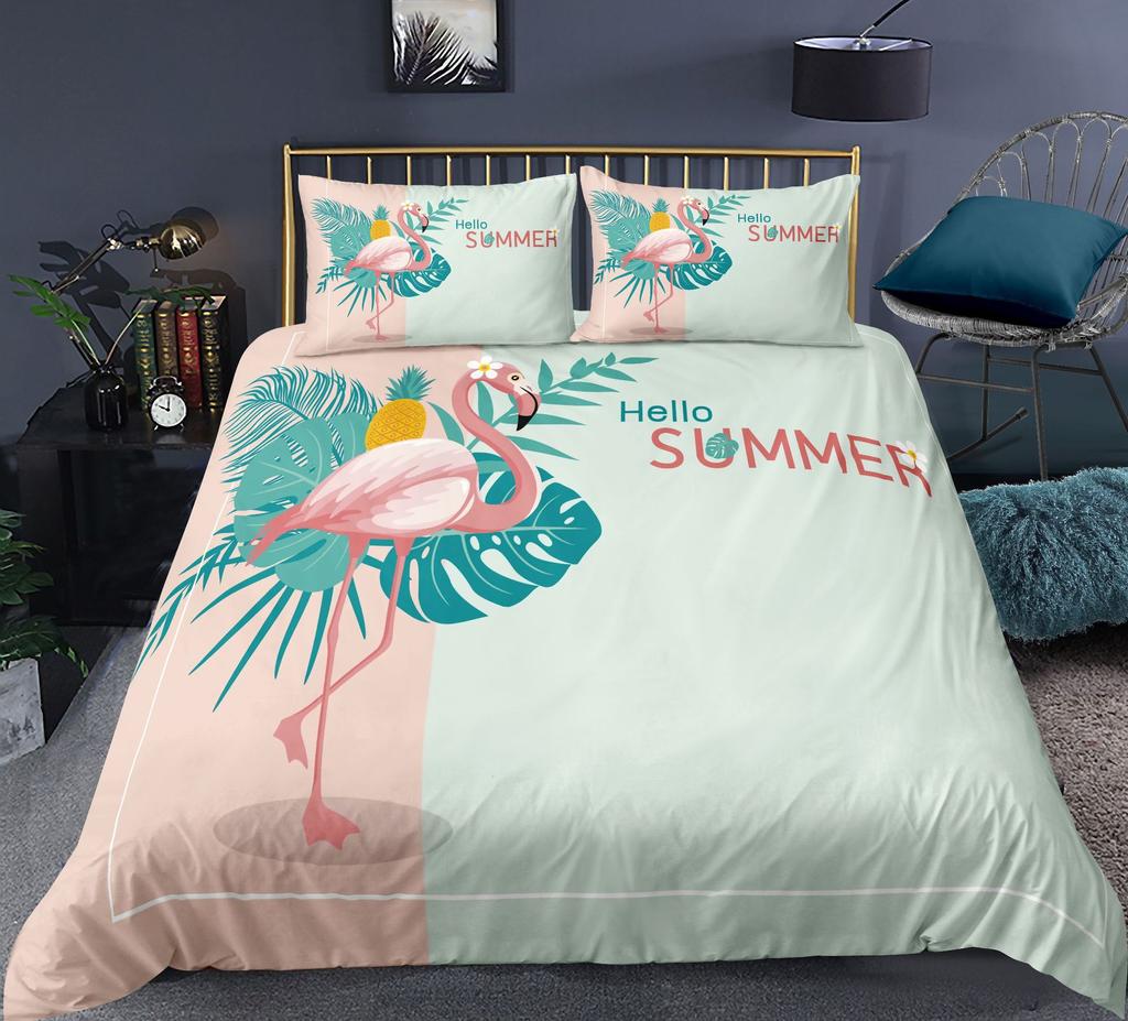 Swan Duvet Cover Set Rose Crown Comforter Cover Polyester Bedding Set Sweet Girl Romantic Quilt Cover Pink Red King Twin Size