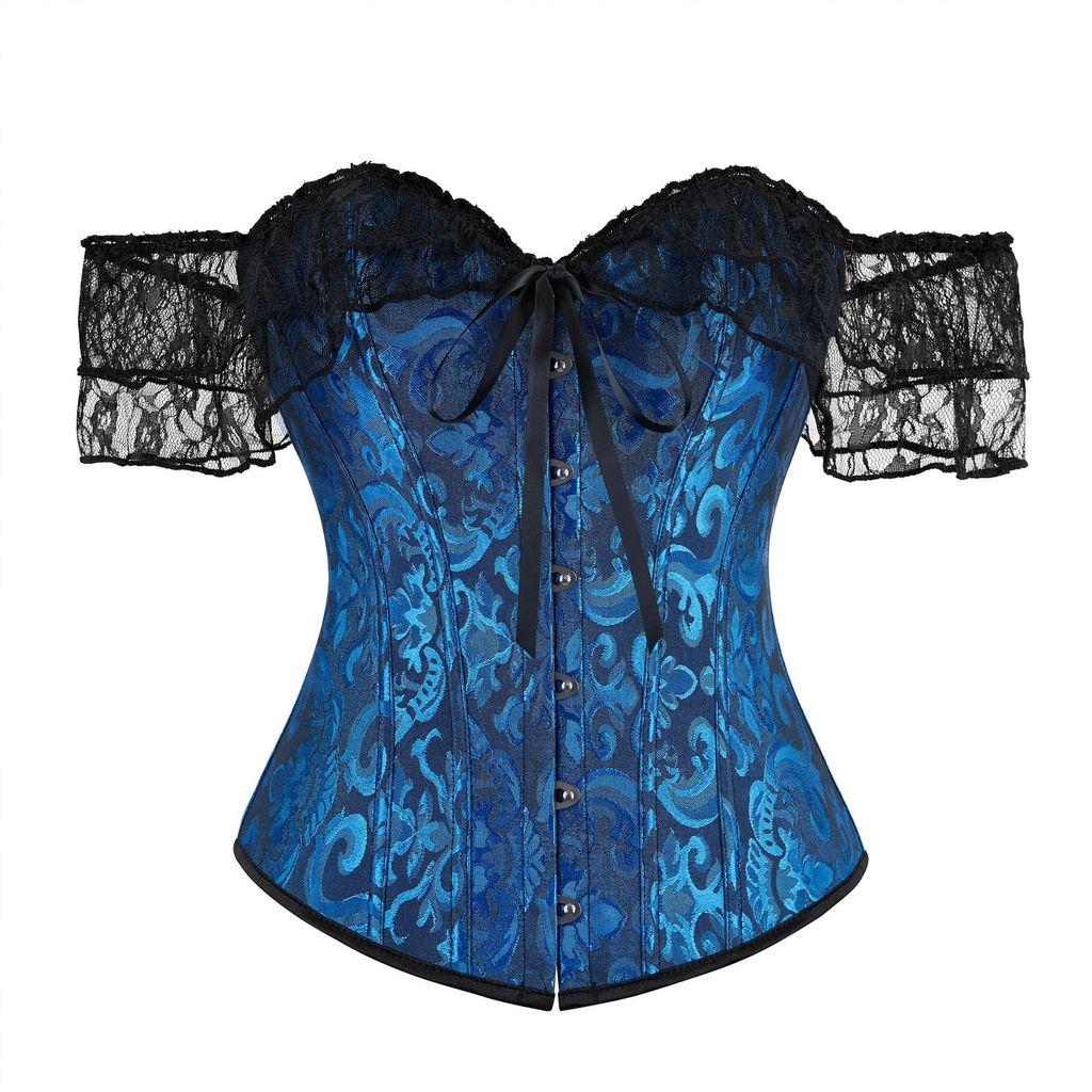Corset Vintage Lace Trim Waist Shaper With Boning For Women Summer Fashion