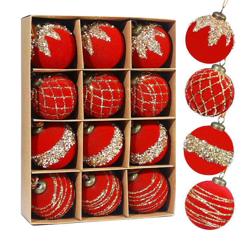 Painted Plastic Christmas Tree Ornaments Set - 8cm Balls Available in 9pcs or 12pcs