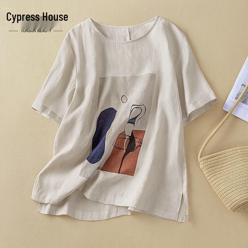 Sipaishe Women s Casual Linen T-Shirt with Color Block Slit S