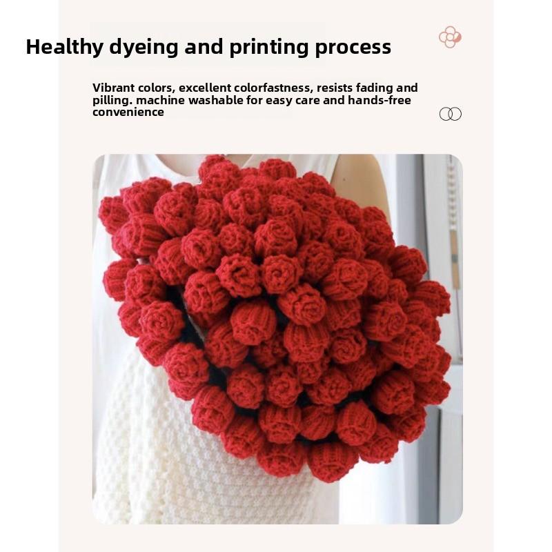 Country-style Rose Bouquet Blanket Valentine's Day Gift for Best Friends Knitted Hyacinth Wool Blanket