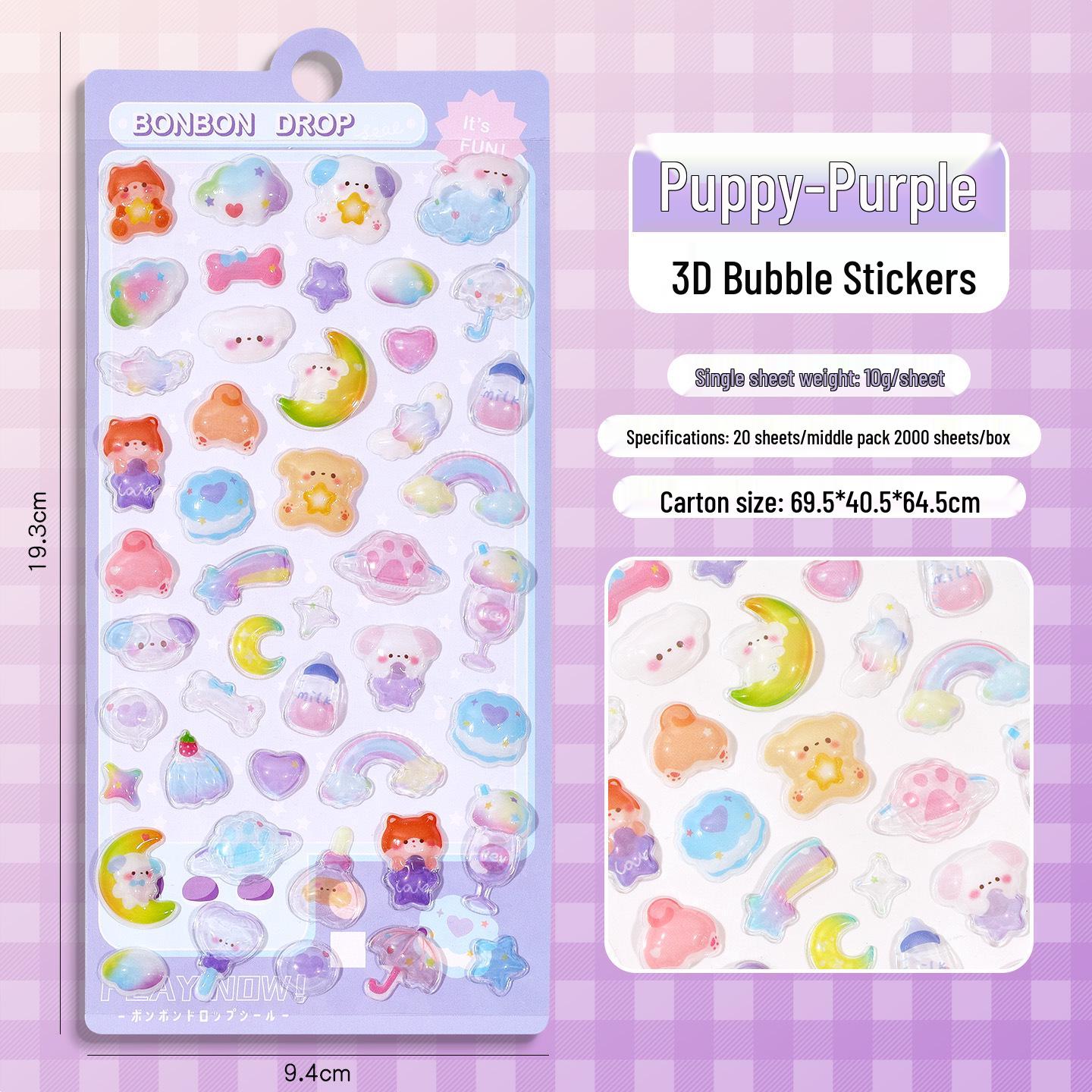 Creative 3D Embossed Crystal Bubble Stickers for Kids - Cute Cartoon Decorations