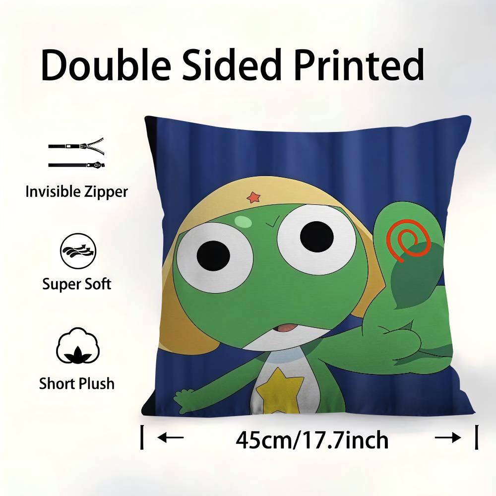 Keroro Gunsou Frog Pillow Gift Home Office Decoration Bedroom Sofa Car Cushion Cover Case 45X45