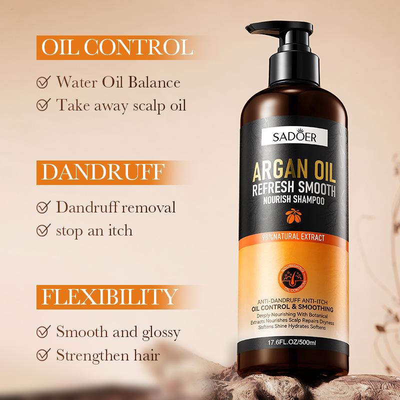 Argan Oil Shampoo 500ml SADOER Softening Anti-Dandruff Refreshing Conditioner