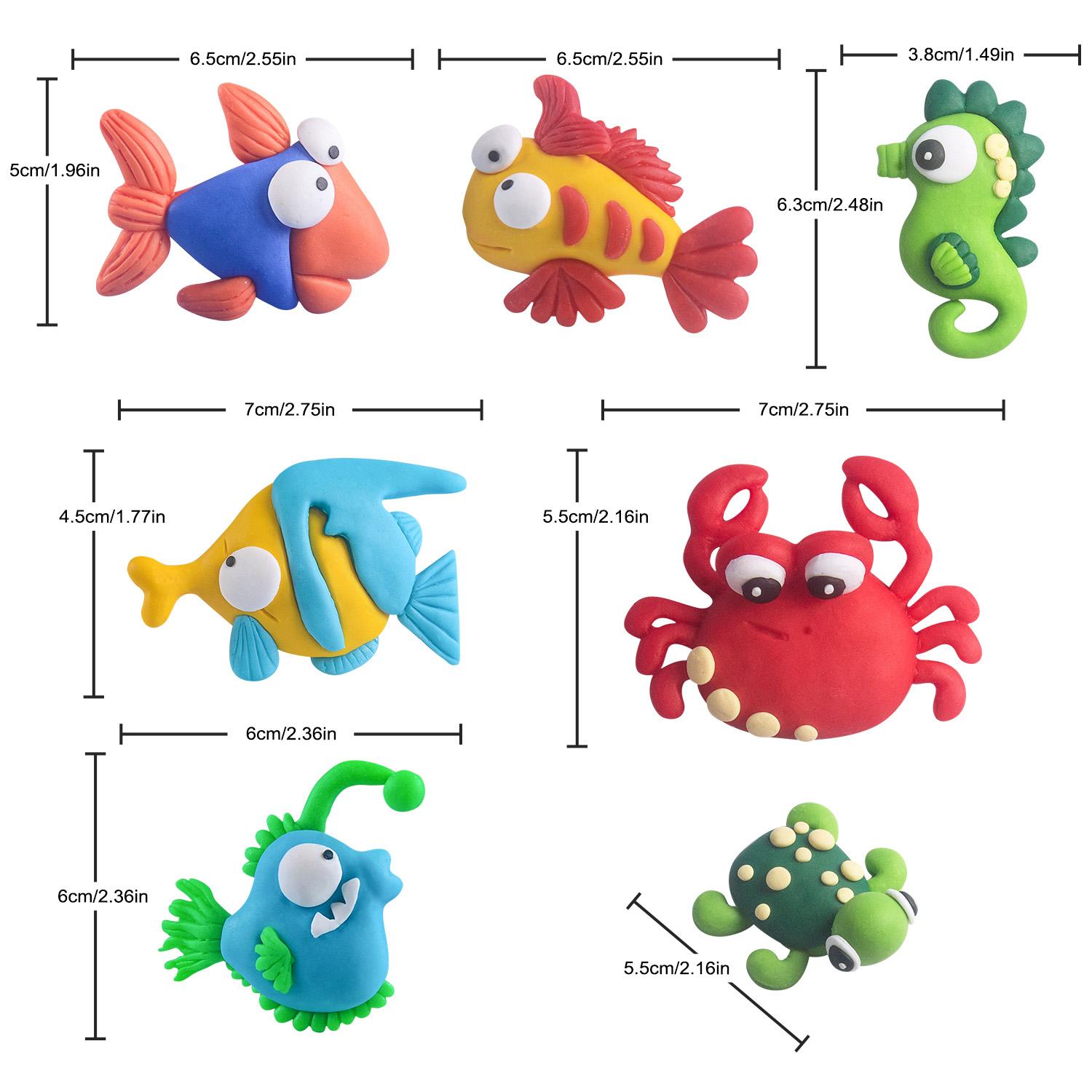 7pcs Under the Sea Cake Toppers Ocean Cake Decorations  Party Favors for Baby Shower Ocean Birthday Party Decorations Supplies