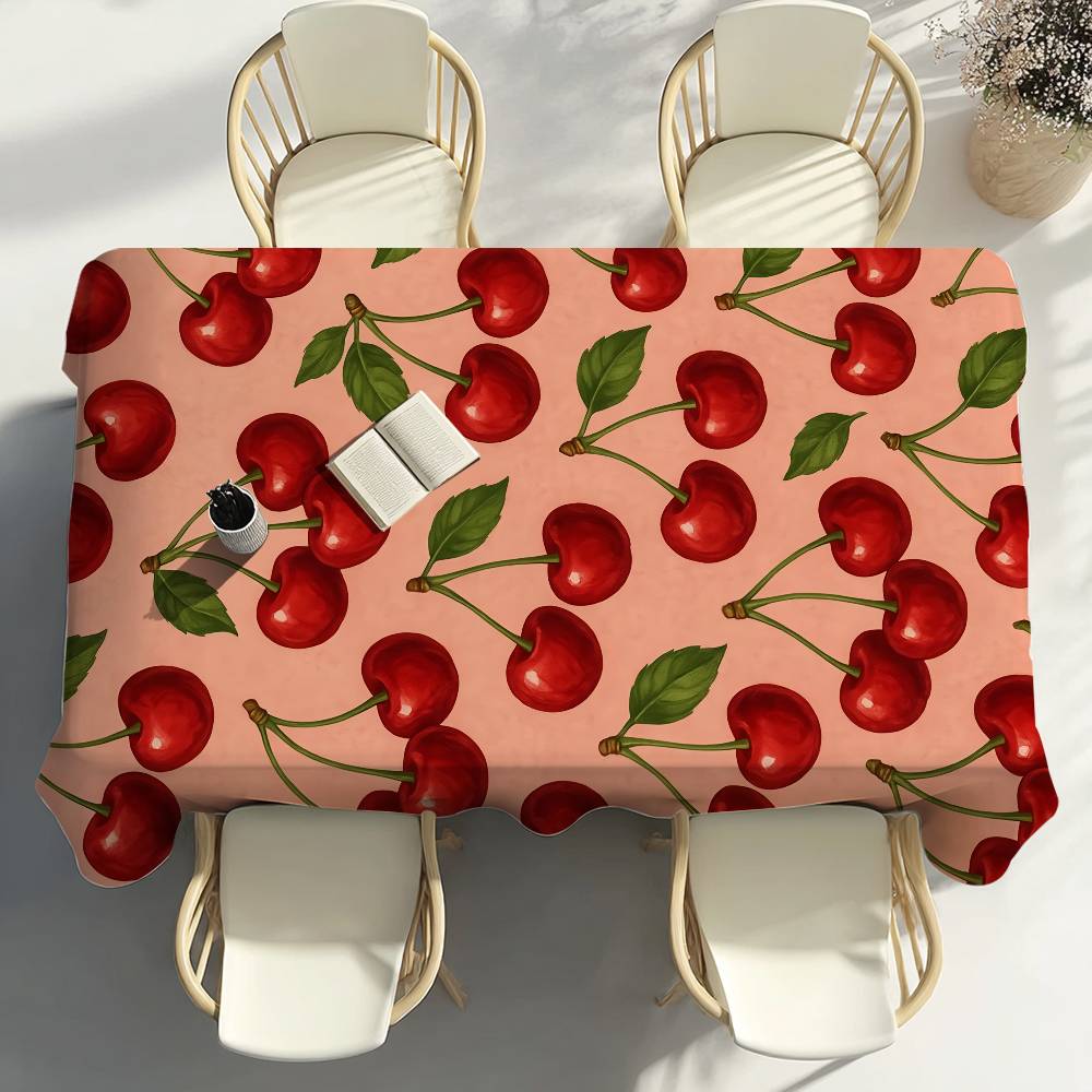 Kirschfrucht Rosa Tischdecke Party Dekoration Esszimmer Zuhause Küche Terrassen Wasserdicht Fleckenabweisend Tischdecke