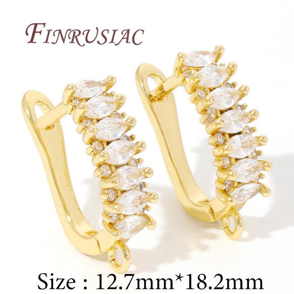 18K Real Gold Plated Crystal Zirconia Earring Hooks Clasps,Shvenzy Earwires,Fasteners For Earrings,DIY Earring Accessories