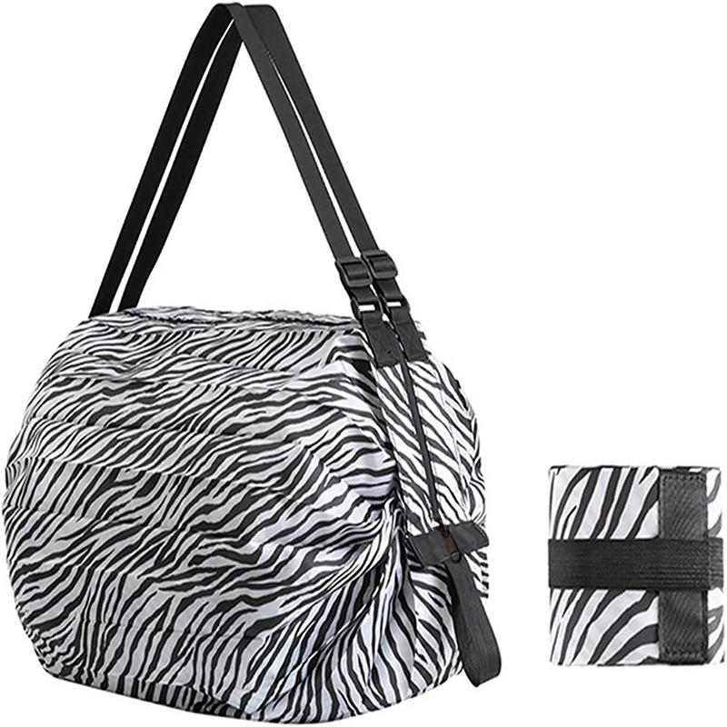 

Storage Bag Leopard Print Foldable Environmentally Friendly Large Capacity Portable Single Shoulder Supermarket Shopping Pouch