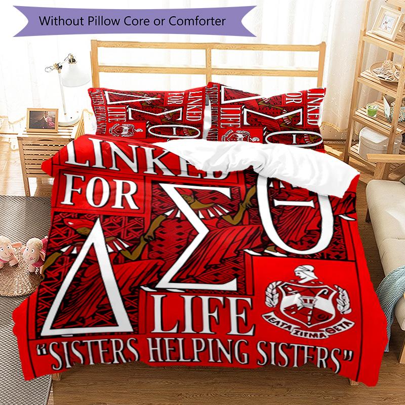 3pcs Delta Sigma Theta logo pattern bedding set duvet cover set includes duvet cover &pillowcases, perfect all season bedroom decoration & gift