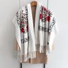 Winter Floral Warm Embroidery Scarf For Women 70*210Cm Faux Cashmere Shawl Winter Thick Pashmina Tassels Poncho Elegant Wrap