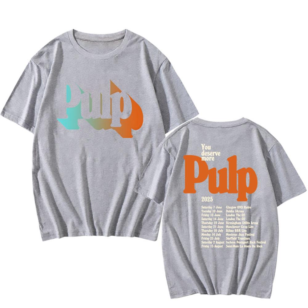 Więcej Koszulka z Trasy 2025 Czarna Pulp Rock Band Daty Koncertów Koszulki Letnia Bawełniana Koszulka z Krótkim Rękawem dla Mężczyzn Hip Hop Grunge Męska Koszulka