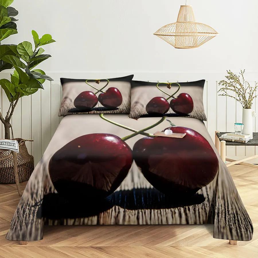 Fruit Bed Sheet Set and Pillow Case Queen King Size Bedding Set Lemon Print Pillowcase for Double Twin Full Single Bed Free Ship