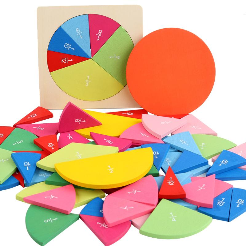 

Montessori Math Score Board Educational Toys Geometric Shape Round Equal Parts Size Cognitive Score Learning Kids Wooden Toys белый