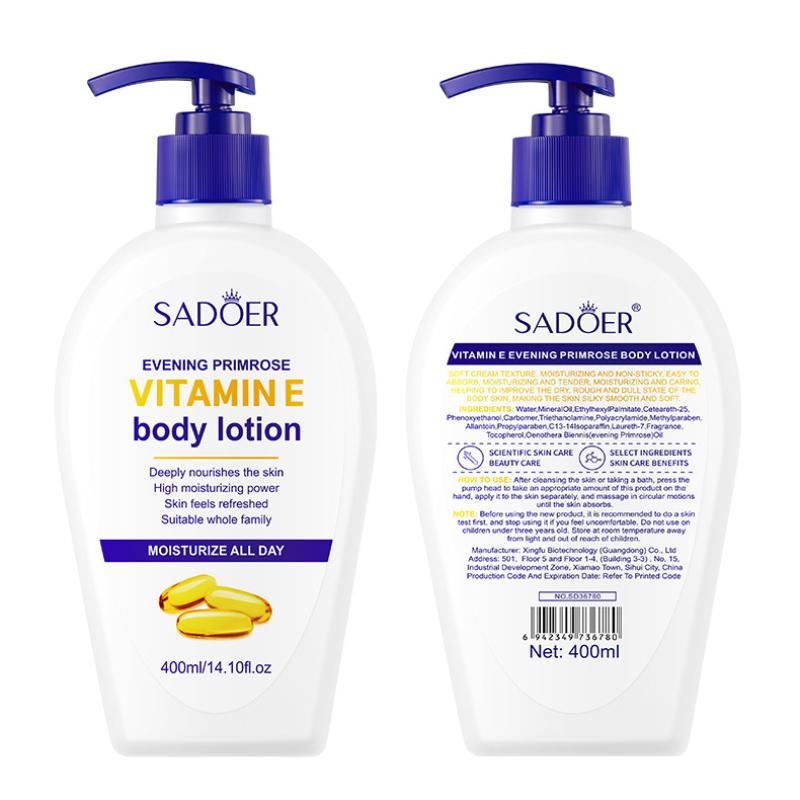 Lotion Corporelle Vitamine E SADOER Onagre Hydrate et hydrate tout le corps