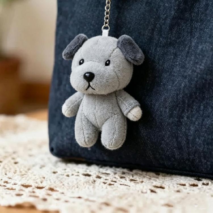 Kleiner Stoff-Mops und Wolfshund Plüsch Schlüsselanhänger Weiches und Stabiles PP-Baumwoll-Spielzeug Schlüsselanhänger Zubehör Für Dekorationen