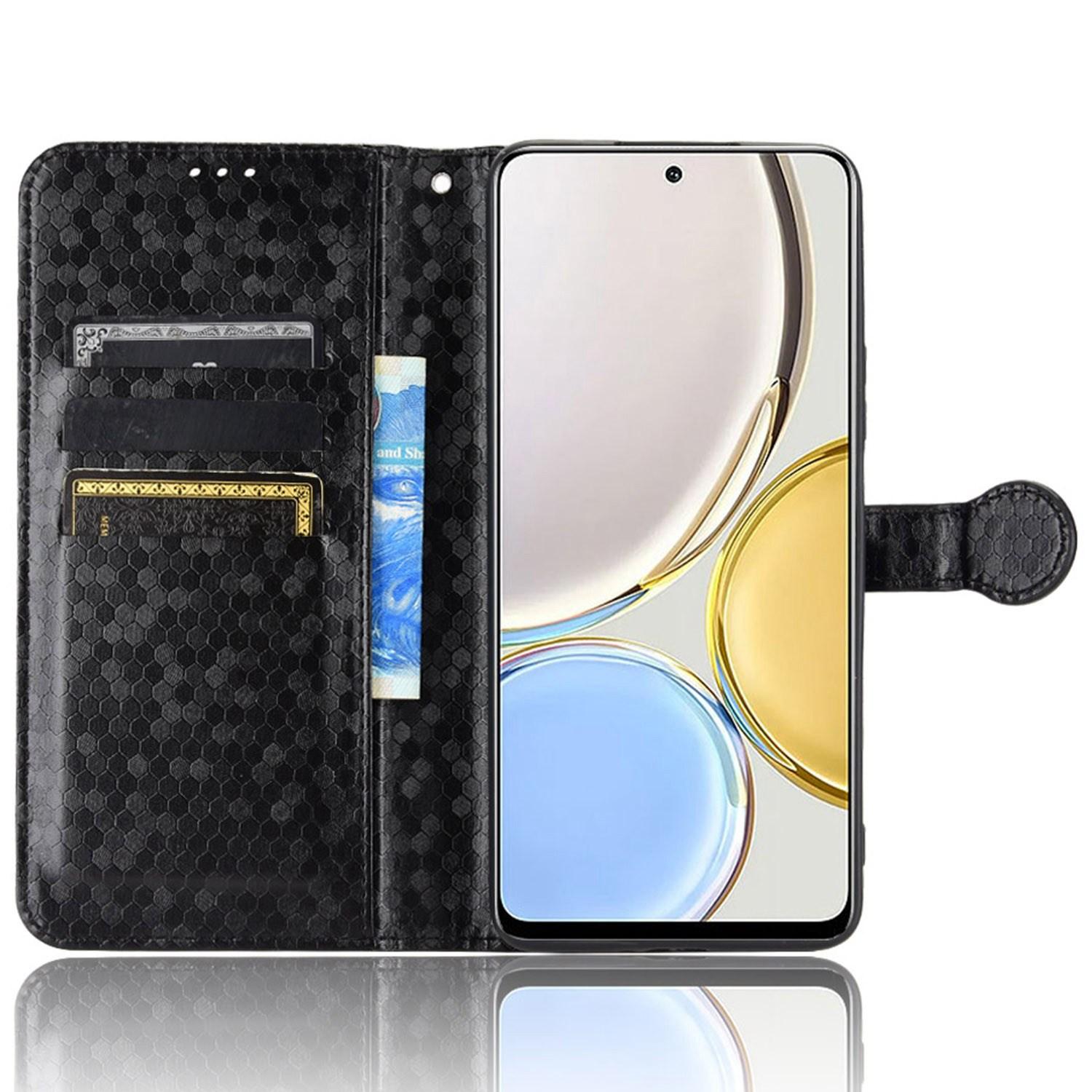 

For Honor 9X/X30 5G/Magic4 Lite 5G Imprinted Dot Pattern PU Leather Phone Case Wallet Stand Flip Phone Cover Black