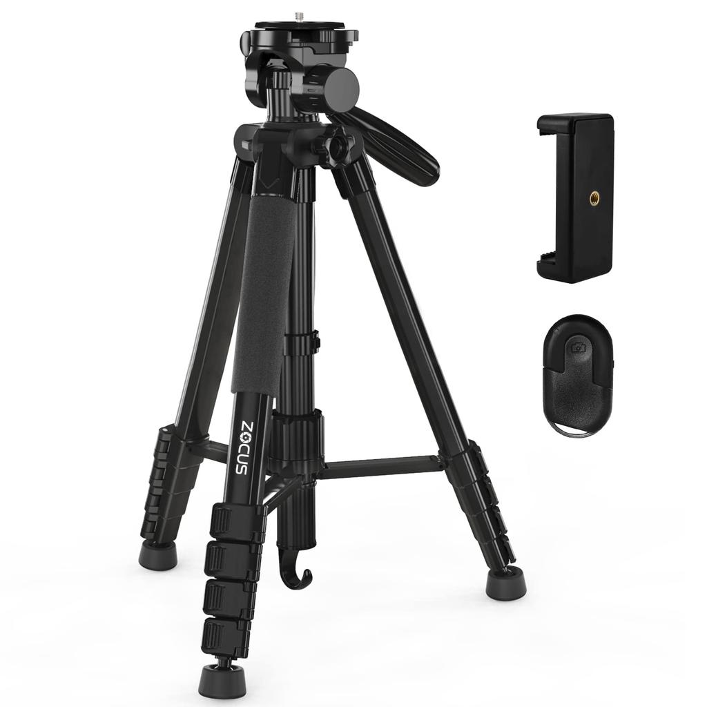 ZOCUS Tripod with Remote Adjustable 1900mm 26mm Leg 5 Pan Quick Smartphone Carrying Bag Compatible with Video and Black Control, Monopod, Height,
