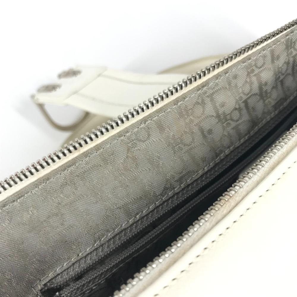 Dior D Logo Tasche Oberer Griff Breite Tasche D Schnalle Handtasche Leder Weiß