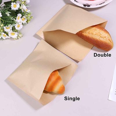 100Pcs Single/Double Opening Flat Greaseproof Brown Paper Bags Treat Bags for Cookies Snacks Sandwiches Popcorn