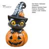 Creative Gift for Halloween Lovers Black Cat & Pumpkin Resin Ornaments, Cute Desktop Figurines, Artistic Craft Collectibles Cartoon And Statue